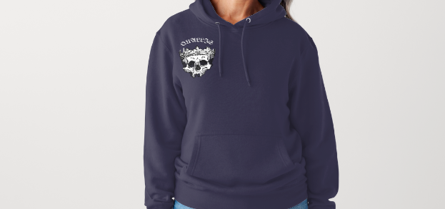 navy blue crown skeleton hoodie