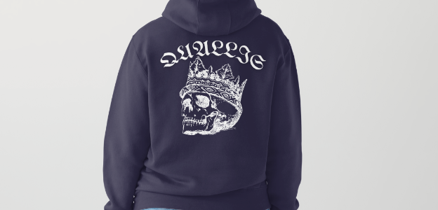 navy blue crown skeleton hoodie