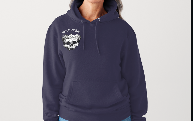 navy blue crown skeleton hoodie