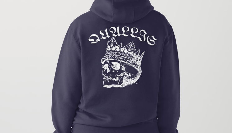 navy blue crown skeleton hoodie